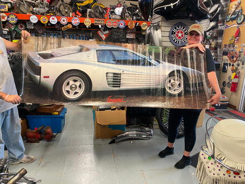 Vtg Huge Poster Ferrari Testarossa mangiamele 1986 Advertising Portal Publicatio