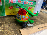 Vtg Wind up toy  Mini Helicopter Korea KIDS Toy Orig Box! Aero Mount Works!