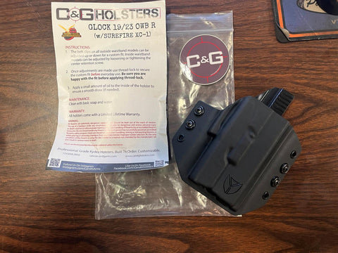 C&G Holsters Tactical Black Carbon Fiber Shooting Holster For Glock 19/23 OWB R