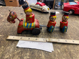Vtg Mikuni Tin Litho soldiers Horse Original windup tin toy Japan 50's Rare!