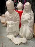 Vtg  Empire 40" Nativity Mary Joseph Jesus White Blow Mold Lot Christmas Decor