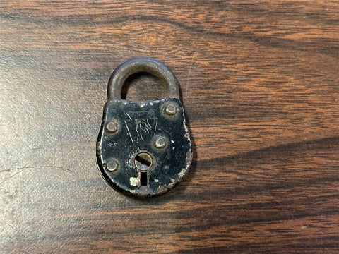 Vtg Antique Early 1900s Heart Shaped Padlock Small F Emblem No Key