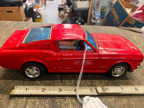 Vtg Taiyo Japan tin Toy Battery operated Car Ford Mustang Fastback Minty 60's