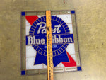 VTG 1989 Pabst Blue Ribbon Advertising Sign Stained Glass Man Cave Decoration