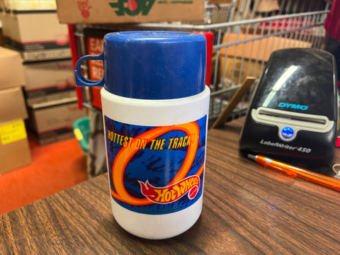 VTG HOT WHEELS 1997 THERMOS HOTTEST ON THE TRACK BLUE LID MATTEL