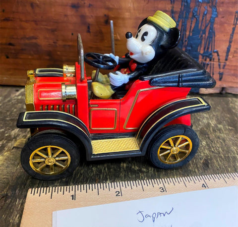 Vtg 80's Japan Mickey Mouse Toy Car Walt Disney Lever Drive CAr Lizzy Masudaya!