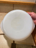 Vtg Glasbake Casserole 2 Quart Round Gold Daisy Milk Glass Cooking Wear Lid!
