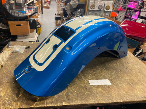 Rear Fender Fast Johnny Blue Racing Stripe Harley Touring 2023 Road Street Glide