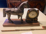 Lanshire Time For Luck Horseshoe Horse Desk Mantle Clock Vtg Metal Western Count