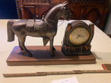 Lanshire Time For Luck Horseshoe Horse Desk Mantle Clock Vtg Metal Western Count