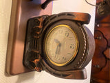 Lanshire Time For Luck Horseshoe Horse Desk Mantle Clock Vtg Metal Western Count