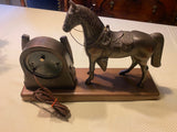 Lanshire Time For Luck Horseshoe Horse Desk Mantle Clock Vtg Metal Western Count
