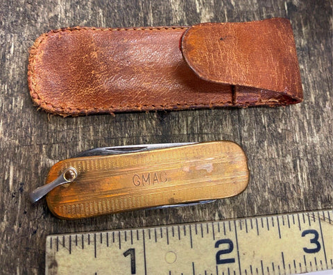 Vtg 50's Promo GMAC Chevy GMC  Pocket Knife Sheath Case Pocket Knife Colonial RI