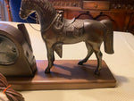Lanshire Time For Luck Horseshoe Horse Desk Mantle Clock Vtg Metal Western Count