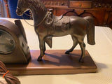 Lanshire Time For Luck Horseshoe Horse Desk Mantle Clock Vtg Metal Western Count