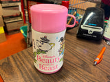 Vintage Aladdin Beauty And The Beast Walt Disney Lunchbox Thermos Pink Lid