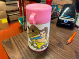 Vintage Aladdin Beauty And The Beast Walt Disney Lunchbox Thermos Pink Lid