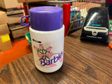 Vintage 1990 Mattel Inc Barbie Lunchbox Plastic Thermos purple Cup