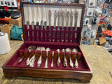Vtg 1847 Rogers bros "First Love" pattern Silverware Set Box Forks knives Kitche