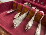 Vtg 1847 Rogers bros "First Love" pattern Silverware Set Box Forks knives Kitche
