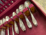 Vtg 1847 Rogers bros "First Love" pattern Silverware Set Box Forks knives Kitche