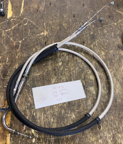 Pair 39" Throttle Cables Harley Sportster Dyna Softail Touring 1996^ Braided SS