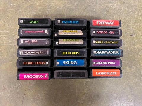 Vintage Lot of 18 Atari 2600 Video Games In Carrier Case Assorted Titles