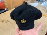 Vtg Normandy Ultrabasque 100% Wool Beret Made in Czechoslovakia Black W/ Pin