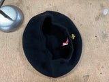 Vtg Normandy Ultrabasque 100% Wool Beret Made in Czechoslovakia Black W/ Pin