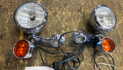 Passing Lamps Spotlights Harley Sportster Dyna 39mm Fork OEM Chrome Running ligh