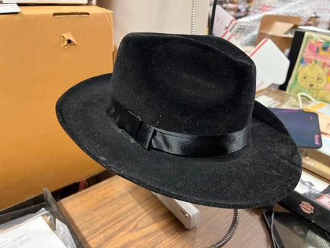 Vintage 1960s Unbranded Black Fedora Hat With Men's Size M