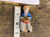 Vtg porcelain figurine Japan 1940's boy Drum Sitting Collectible Ceramic Music