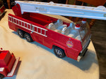 Vtg 70's Pressed Steel Tonka Aerial Ladder Fire Truck Engine Tin toy Orig 18"