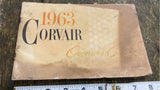 1963 Chevrolet Corvair Owner's Guide booklet Manual Vtg Maintenence operation