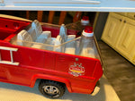 Vtg 70's Pressed Steel Tonka Aerial Ladder Fire Truck Engine Tin toy Orig 18"
