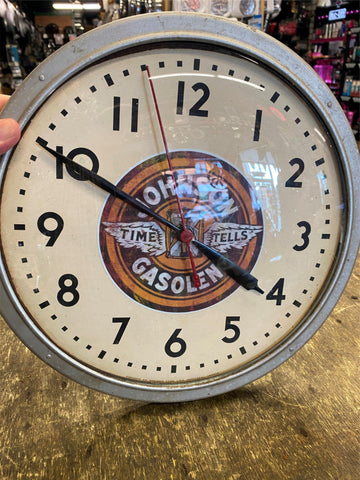 Vtg Edwards Clock Johnson Gas OIl Man Cave Service Station 13" Glass Garage Petr