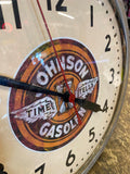 Vtg Edwards Clock Johnson Gas OIl Man Cave Service Station 13" Glass Garage Petr