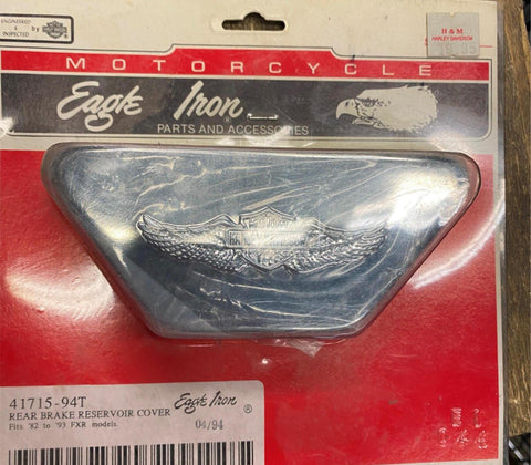Harley FXR FXRT FXRP Chrome Winged Rear Brake Reservoir Cover OEM 41715-94t