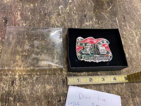 Great American Buckle Co Dixie Trucker Southern USA Made 1987 Vtg Tractor Semi!