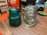 Vintage Made In USA Lot Of Two Glass Insulators Whitall Tatum No 10 Brookfield