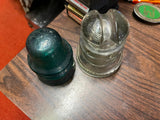 Vintage Made In USA Lot Of Two Glass Insulators Whitall Tatum No 10 Brookfield