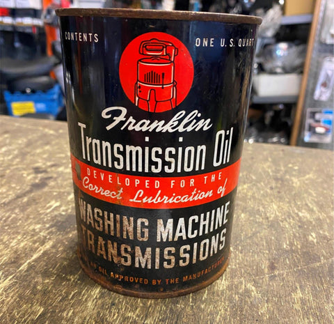 Vtg Franklin Washing Machine Transmission Oil Can Full Maytag Graphix Rare 40's