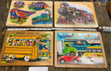 Melissa & Doug Train Sound Puzzle School bus Educational Toys Dinosaur Wood Lot