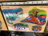 Melissa & Doug Train Sound Puzzle School bus Educational Toys Dinosaur Wood Lot