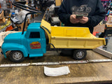 Vtg 50's Buddy L Sit-N-Ride pressed steel dump truck Unrestored Tin toy 22" Nice