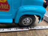 Vtg 50's Buddy L Sit-N-Ride pressed steel dump truck Unrestored Tin toy 22" Nice
