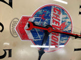 Vtg Faraday Clock Chevron Gas OIl Service Station 12" Glass Garage Petrolina Cav