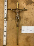 Vtg Brass / Metal INRI Crucifix / Hanging Cross W/ Jesus 10”