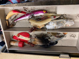 Loaded Fishing Tackle Box Lures Sinkers bobs Line Lot Plano 727 fold out drawers