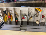 Loaded Fishing Tackle Box Lures Sinkers bobs Line Lot Plano 727 fold out drawers